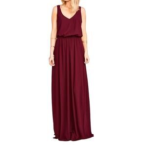 Show Me Your MuMu Kendall Maxi Dress V-Neck Burgundy Women's Size XS New